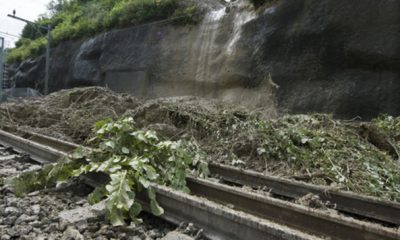 La circulation des trains un glissement de terrain