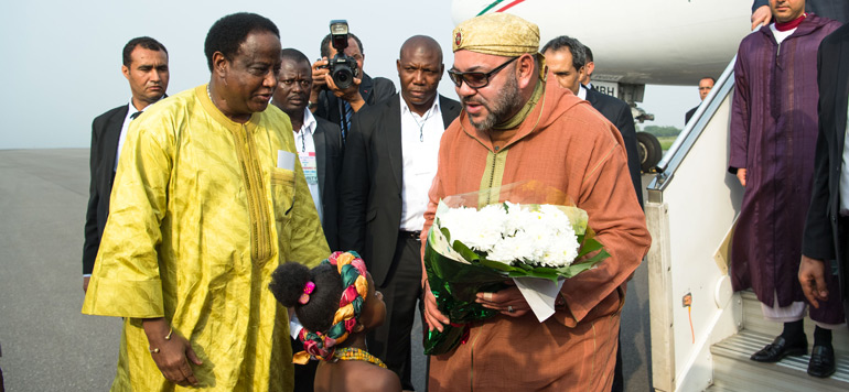 Arrivee de SM le Roi a Accra