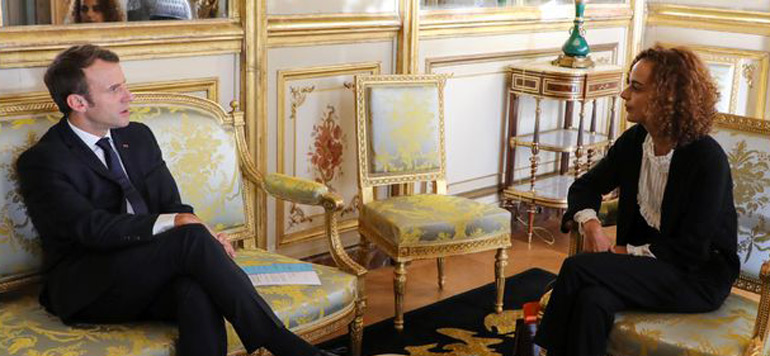 Leila Slimani et Emmanuel Macron a Elysee