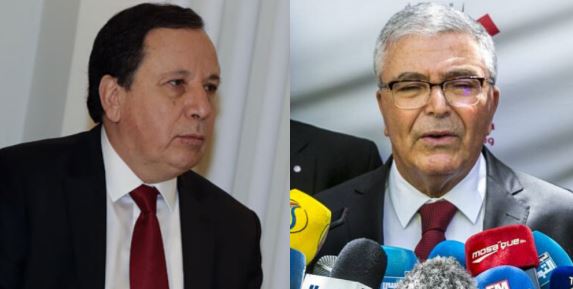 Les ministres tunisiens des Affaires étrangères, Khmaïs Jhinaoui et de la Défense, Abdelkrim Zbidi.
