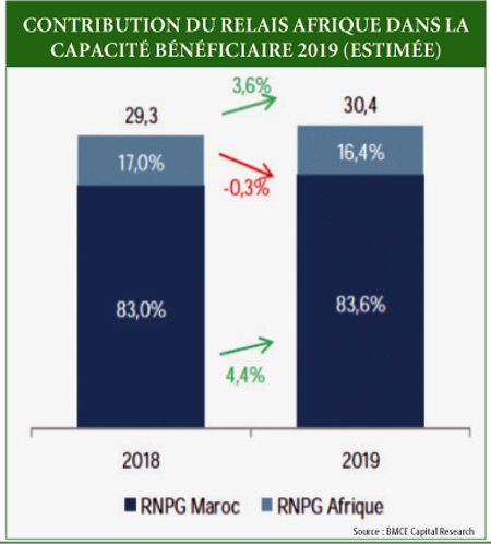 Contribution du relais Afrique dans la capacité bénéficiaire 2019 (estimée) Contribution du relais Afrique dans la capacité bénéficiaire 2019 (estimée)
