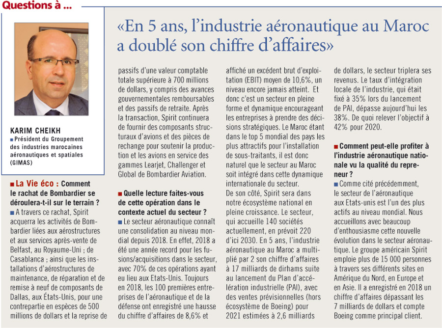 Karim Cheikh, Président du Groupement des industries marocaines aéronautiques et spatiales (GIMAS) Karim Cheikh, Président du Groupement des industries marocaines aéronautiques et spatiales (GIMAS)