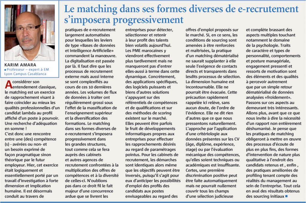 Recrutement : Avis de Karim Amara, Professeur - expert à EM Lyon Campus Casablanca