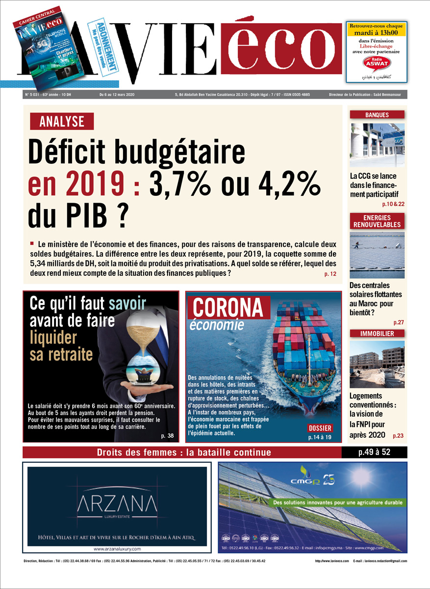 La UNE de La Vie éco du 6 Mars 2020 La UNE de La Vie éco du 6 Mars 2020