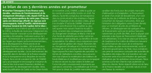 Bilan de ces dernières années